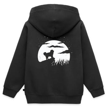 Chien de berger du Caucase Ovcharka - Sweat Premium à capuche zippé enfant bio - noir - Dos - AI Model Kid Male (0cm)