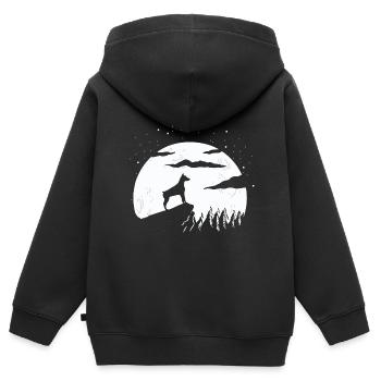 Doberman - Sweat Premium à capuche zippé enfant bio - noir - Dos - AI Model Kid Male (0cm)