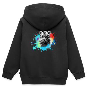 Tiger Baby,Tiger,Blue,Graffiti,Painting,Blot - Kids Premium Organic Zip-up Hoodie - black - Back - AI Model Kid Male (0cm)