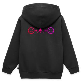 Idée de cadeau de hockey en salle pour joueurs de floorball - Sweat Premium à capuche zippé enfant bio - noir - Dos - AI Model Kid Male (0cm)
