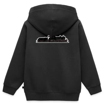 Lokomotive Zug - Kinder Premium Organic Zip Hoodie - Schwarz - Hinten - AI Model Kid Male (0cm)