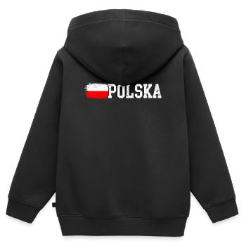 Polska-Flagge - Kinder Premium Organic Zip Hoodie - Schwarz - Hinten - AI Model Kid Male (0cm)