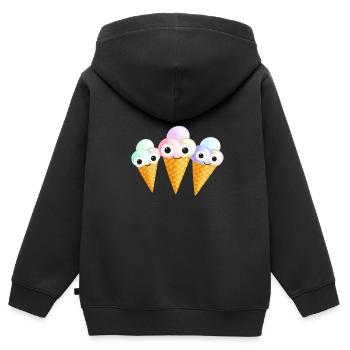 Cornets de crème glacée, crème glacée, bande dessinée - Sweat Premium à capuche zippé enfant bio - noir - Dos - AI Model Kid Male (0cm)