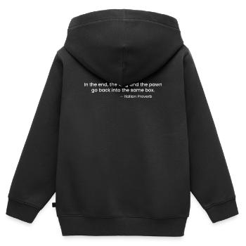 König und Bauer, italienisches Sprichwort - Kinder Premium Organic Zip Hoodie - Schwarz - Hinten - AI Model Kid Male (0cm)