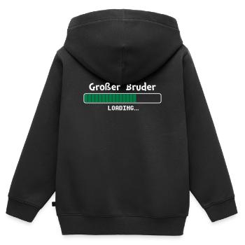 Großer Bruder loading - Kinder Premium Organic Zip Hoodie - Schwarz - Hinten - AI Model Kid Male (0cm)