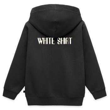 White Shirt | Song Shirt | Band Sweater - Kinder Premium Organic Zip Hoodie - Schwarz - Hinten - AI Model Kid Male (0cm)