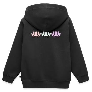 Lotus Flower Lotus Flowers Pastel Flower Blossom Yoga - Kids Premium Organic Zip-up Hoodie - black - Back - AI Model Kid Male (0cm)