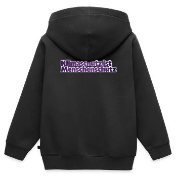 Klimaschutz ist Menschenschutz - Kinder Premium Organic Zip Hoodie - Schwarz - Hinten - AI Model Kid Male (0cm)