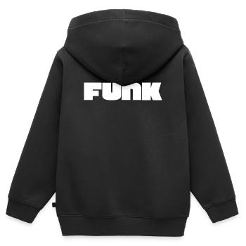 Logo funk - Sweat Premium à capuche zippé enfant bio - noir - Dos - AI Model Kid Male (0cm)