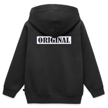 original- - Kinder Premium Organic Zip Hoodie - Schwarz - Hinten - AI Model Kid Male (0cm)