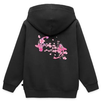 sakura,kirschblüte,blüten,kirschblüte,koi karpfen - Kinder Premium Organic Zip Hoodie - Schwarz - Hinten - AI Model Kid Male (0cm)