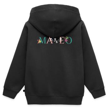 MATEO Namenskunst mit gestickten Blumen - Kinder Premium Organic Zip Hoodie - Schwarz - Hinten - AI Model Kid Male (0cm)