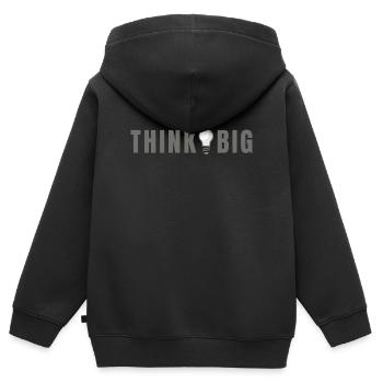 Think big - Glühbirne Motiv & Schriftzug - Kinder Premium Organic Zip Hoodie - Schwarz - Hinten - AI Model Kid Male (0cm)