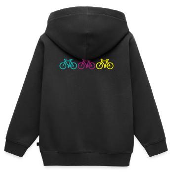 three bikes - Sweat Premium à capuche zippé enfant bio - noir - Dos - AI Model Kid Male (0cm)