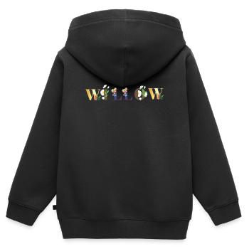 Art du nom du saule avec des fleurs brodées - Sweat Premium à capuche zippé enfant bio - noir - Dos - AI Model Kid Male (0cm)