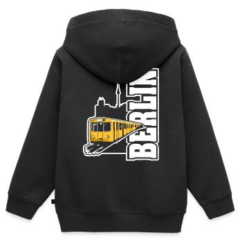 Berlin U-Bahn Color - Kinder Premium Organic Zip Hoodie - Schwarz - Hinten - AI Model Kid Male (0cm)