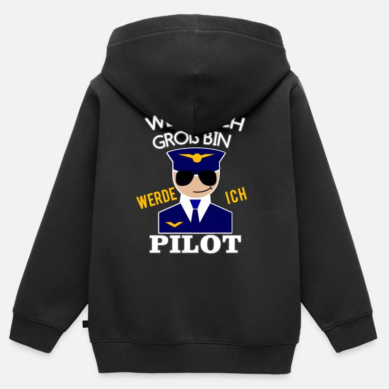 Pilot Spruch Kinder Jungen Geschenk - Kinder Premium Organic Zip Hoodie - Schwarz