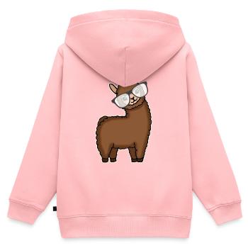 Lama Alpaca Clever Gift Femmes Hommes Enfants - Sweat Premium à capuche zippé enfant bio - rose - Dos - AI Model Kid Female (0cm)