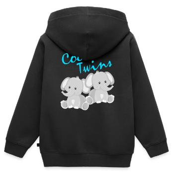 Twins gift girls boys kids - Kids Premium Organic Zip-up Hoodie - black - Back - AI Model Kid Male (0cm)