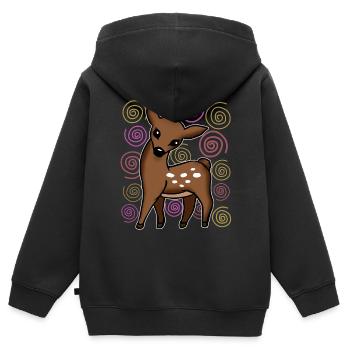Reh Rehkitz Rentier Geschenk Damen Herren Kinder - Kinder Premium Organic Zip Hoodie - Schwarz - Hinten - AI Model Kid Male (0cm)