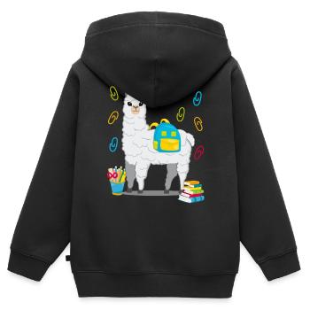Lama Alpaka Einschulung Schulbeginn Geschenk 2020 - Kinder Premium Organic Zip Hoodie - Schwarz - Hinten - AI Model Kid Male (0cm)