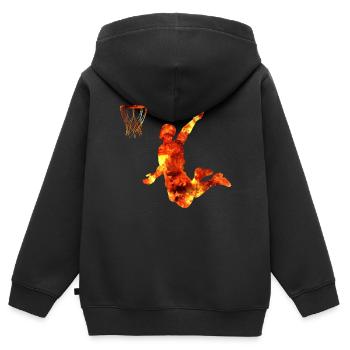 Joueur de basket-ball - Sweat Premium à capuche zippé enfant bio - noir - Dos - AI Model Kid Male (0cm)