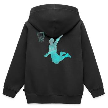 Basketball Dunking Geschenk Basketballspieler - Kinder Premium Organic Zip Hoodie - Schwarz - Hinten - AI Model Kid Male (0cm)