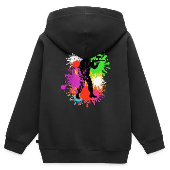 Joueur de paintball couleur cadeau hommes femmes - Sweat Premium à capuche zippé enfant bio - noir - Dos - AI Model Kid Male (0cm)