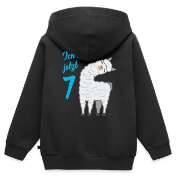 Ich Bin 7 Jahre Alt Lama Alpaka Geburtstag Kinder - Kinder Premium Organic Zip Hoodie - Schwarz - Hinten - AI Model Kid Male (0cm)