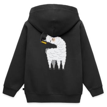 Licence Master Licence Llama Alpaga - Sweat Premium à capuche zippé enfant bio - noir - Dos - AI Model Kid Male (0cm)