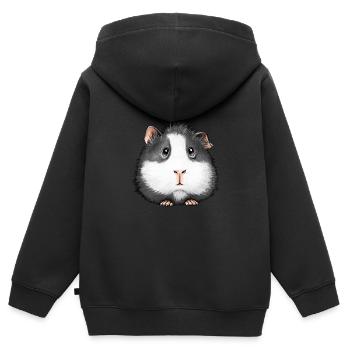 Cochon d’Inde doux Angora Coronet Rosette - Sweat Premium à capuche zippé enfant bio - noir - Dos - AI Model Kid Male (0cm)