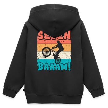 7. Geburtstag Bmx 7 Jahre Geschenk - Kinder Premium Organic Zip Hoodie - Schwarz - Hinten - AI Model Kid Male (0cm)