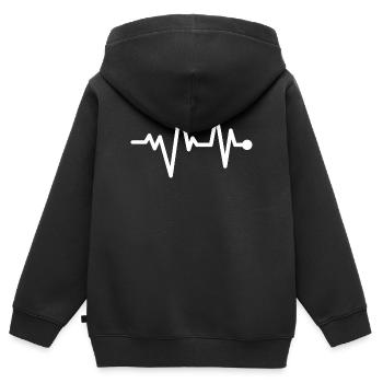 Herzschlag Pulseline Design - Kinder Premium Organic Zip Hoodie - Schwarz - Hinten - AI Model Kid Male (0cm)