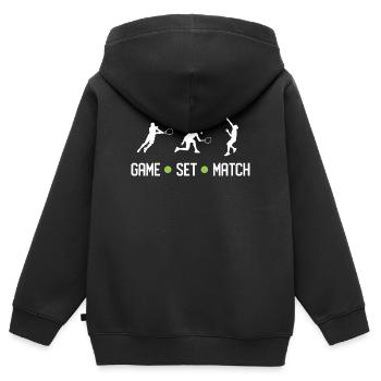 Tennis - Spiel Set Match - Kinder Premium Organic Zip Hoodie - Schwarz - Hinten - AI Model Kid Male (0cm)