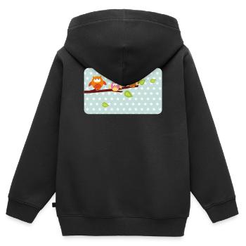 Petits hiboux avec astérisque menthe | Personnalisable - Sweat Premium à capuche zippé enfant bio - noir - Dos - AI Model Kid Male (0cm)