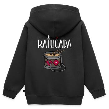 Batucada-Trommel-Humor - Kinder Premium Organic Zip Hoodie - Schwarz - Hinten - AI Model Kid Male (0cm)