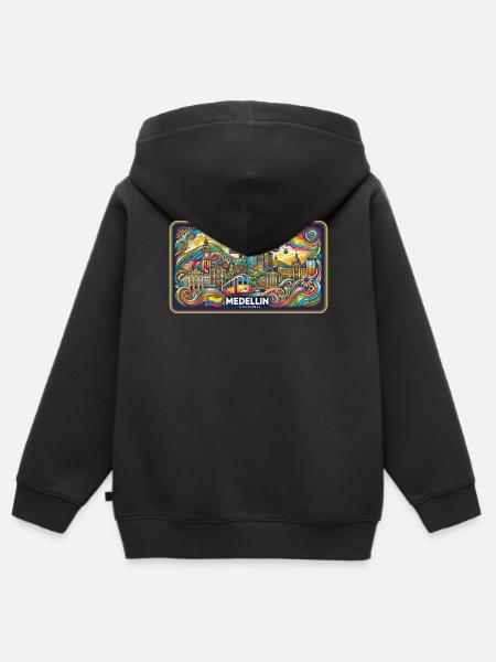 Medellin Columbia City Design - Kids Premium Organic Zip-up Hoodie - black