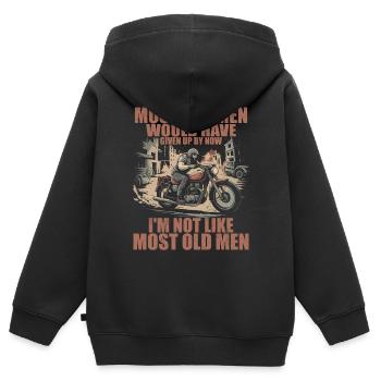Motorräder Ich bin nicht wie die meisten alten Männer Motorrad - Kinder Premium Organic Zip Hoodie - Schwarz - Hinten - AI Model Kid Male (0cm)
