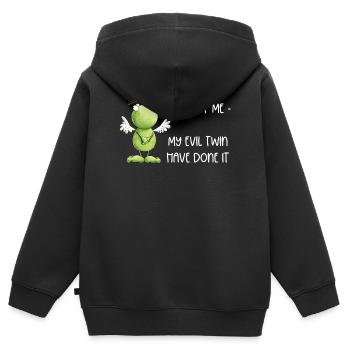 Frosch Engel Unschuld - Kinder Premium Organic Zip Hoodie - Schwarz - Hinten - AI Model Kid Male (0cm)