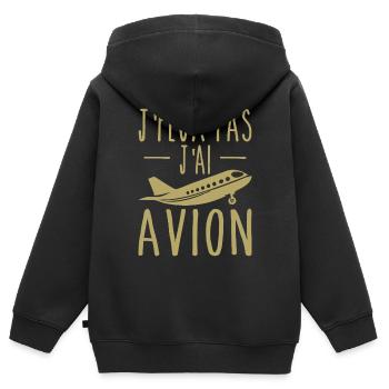 Ich kann nicht Ich habe Flugzeug Humor Luftfahrt Geschenk - Kinder Premium Organic Zip Hoodie - Schwarz - Hinten - AI Model Kid Male (0cm)