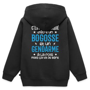 Es ist kompliziert, ein Bogosse und ein Gendarm zu sein - Kinder Premium Organic Zip Hoodie - Schwarz - Hinten - AI Model Kid Male (0cm)