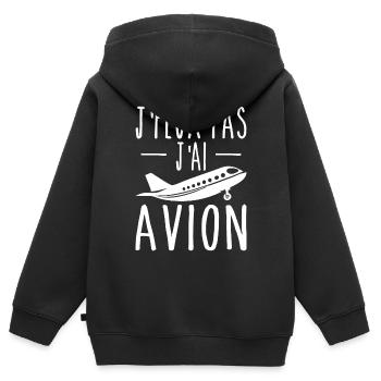 Ich kann nicht Ich habe Flugzeug Humor Luftfahrt Geschenk - Kinder Premium Organic Zip Hoodie - Schwarz - Hinten - AI Model Kid Male (0cm)