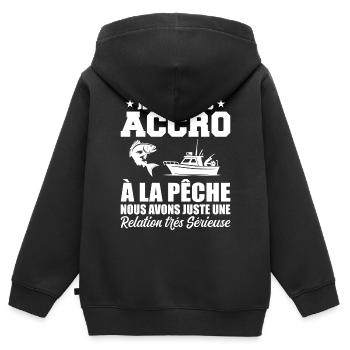 Ich bin nicht süchtig nach Angeln | Fischer Geschenk - Kinder Premium Organic Zip Hoodie - Schwarz - Hinten - AI Model Kid Male (0cm)