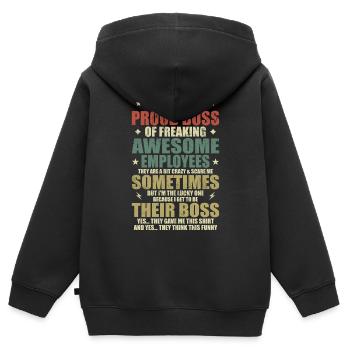 Humour, Citations cool, Fête des pères - Sweat Premium à capuche zippé enfant bio - noir - Dos - AI Model Kid Male (0cm)