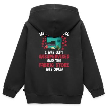 In my defense i was left unsupervised - Sweat Premium à capuche zippé enfant bio - noir - Dos - AI Model Kid Male (0cm)