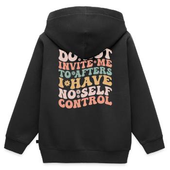 Lade mich nicht zum Nachher ein Ich habe keine Selbstbeherrschung - Kinder Premium Organic Zip Hoodie - Schwarz - Hinten - AI Model Kid Male (0cm)