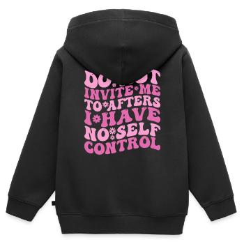 Lade mich nicht zum Nachher ein Ich habe keine Selbstbeherrschung - Kinder Premium Organic Zip Hoodie - Schwarz - Hinten - AI Model Kid Male (0cm)
