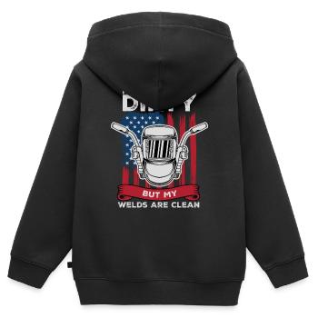 Meine Gedanken sind schmutzig, aber meine Schweißer sind sauber - Kinder Premium Organic Zip Hoodie - Schwarz - Hinten - AI Model Kid Male (0cm)