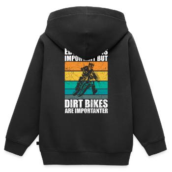 Bildung ist wichtig, aber Dirtbikes wichtiger - Kinder Premium Organic Zip Hoodie - Schwarz - Hinten - AI Model Kid Male (0cm)