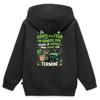 Landwirt Traktor Landwirte Ich bin Landwirt - Kinder Premium Organic Zip Hoodie - Schwarz - Hinten - AI Model Kid Male (0cm)